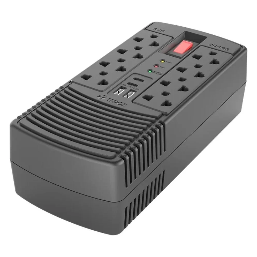 Estabilizador Teros TE-7182N 1200VA/600W USB - 8 tomas